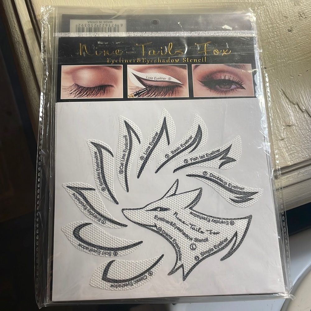 Nine tails fox eyeliner stencils. 12 sticker stencils per package .